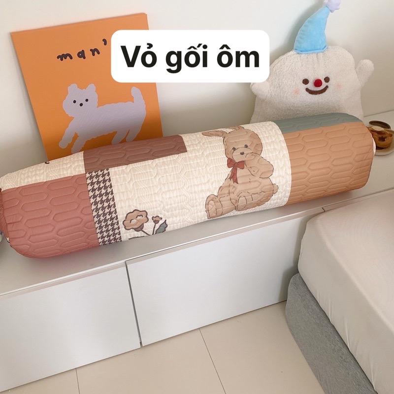 Vỏ gối ôm trần cao su non may bịt đầu có khoá kéo ở thân kích thước 35x100cm ( chọn mẫu)
