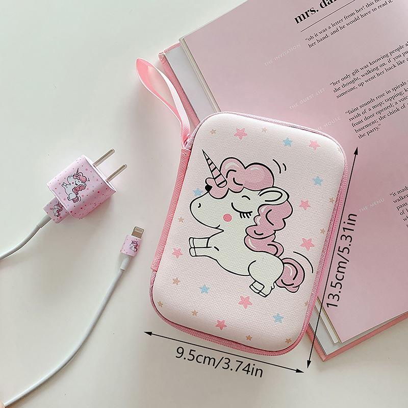 [xtv]Cute Cartoon Fruit Flower Pattern Headphone Data Cable Storage Bags Charger Power Bank Rectangular Box Zipper Bag Pouch 4