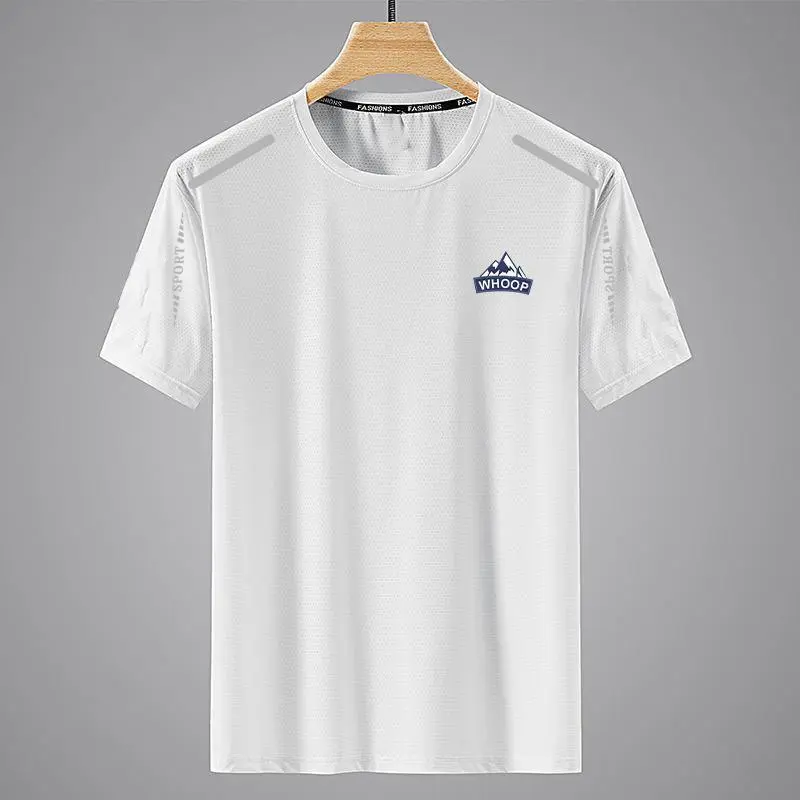 Ice Silk Summer Quick Dry Clothes Men'S Short Sleeves Comfortable Casual T-Shirt Large Size Summer Relaxed Breathable Trend