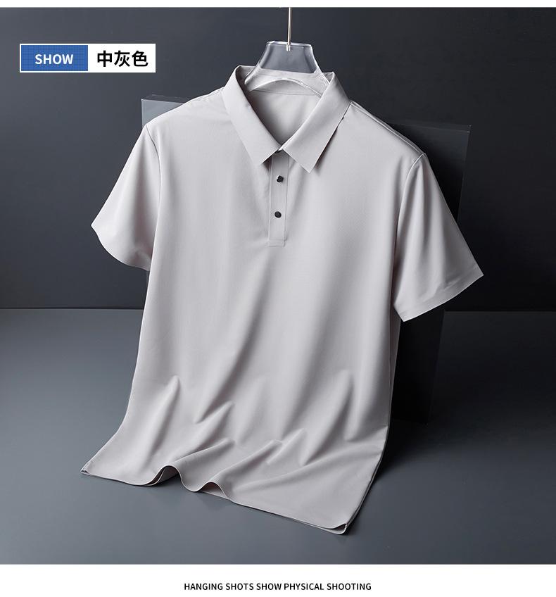 Product Introduction of áo hoodie zip Áo Polo, Không Đường May, Áo Thun Lụa Lạnh Mùa Hè, Dành Cho Nam Giới, Nhiều Màu, Mỏng, ngắn Tay đồ pijama nam 11