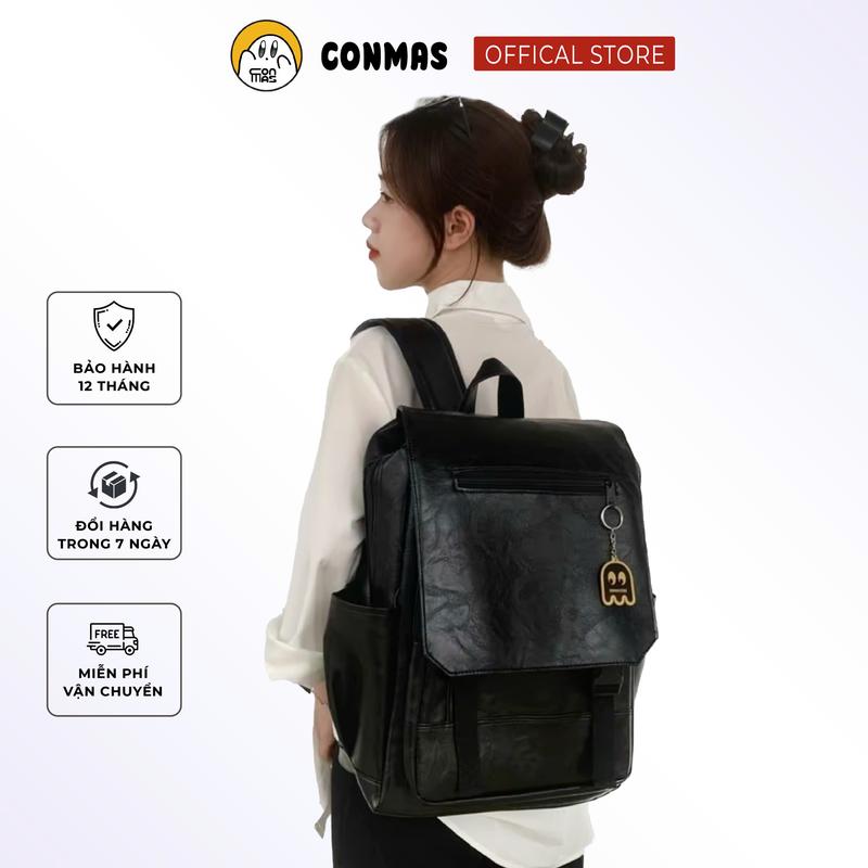 Balo da Conmas nắp gập backpack, Unisex nam nữ, đựng vừa laptop 15.6inch, chống nước, phù hợp đi học đi chơi