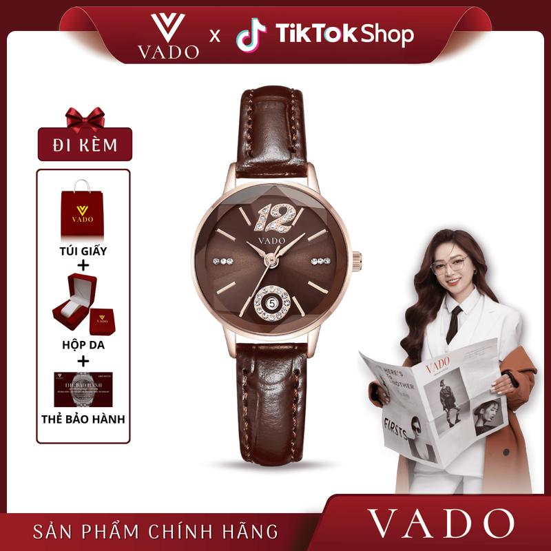 [LIVE] Đồng Hồ Nữ Mặt Tròn, Mặt Số Đính Đá Sang Trọng - DH9816 VADO