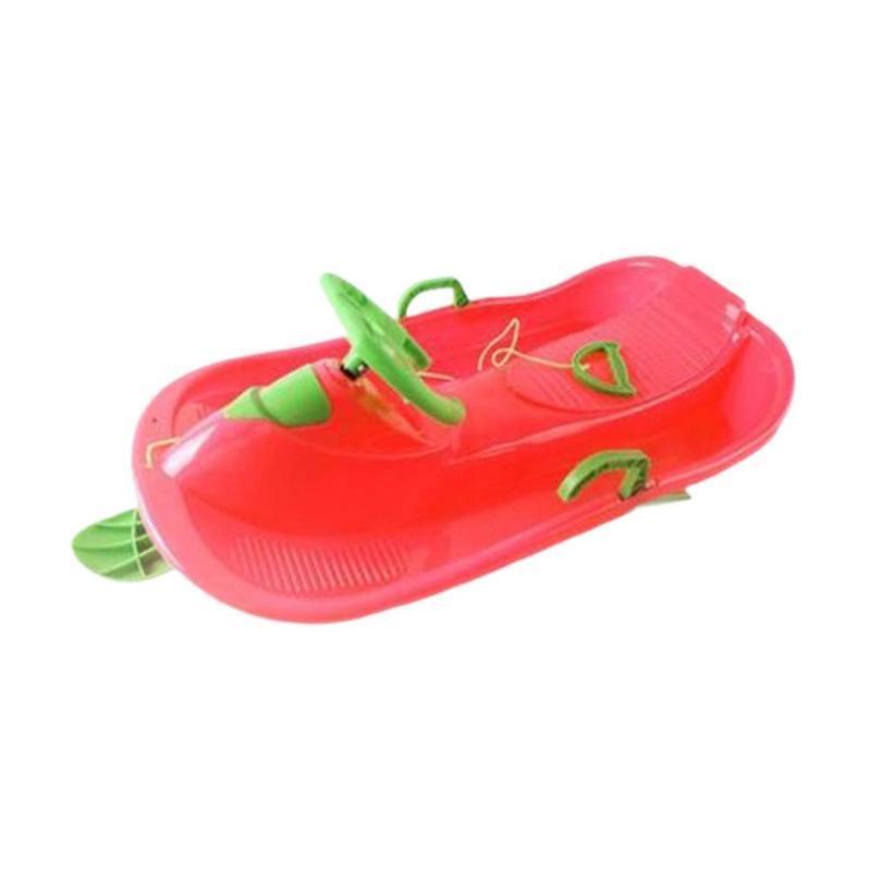 Snow Sled with Steering Wheel and Brake Portable Outdoor Unique for Downhill Versatile Ski Sled for Boys Kids Girls Children 6