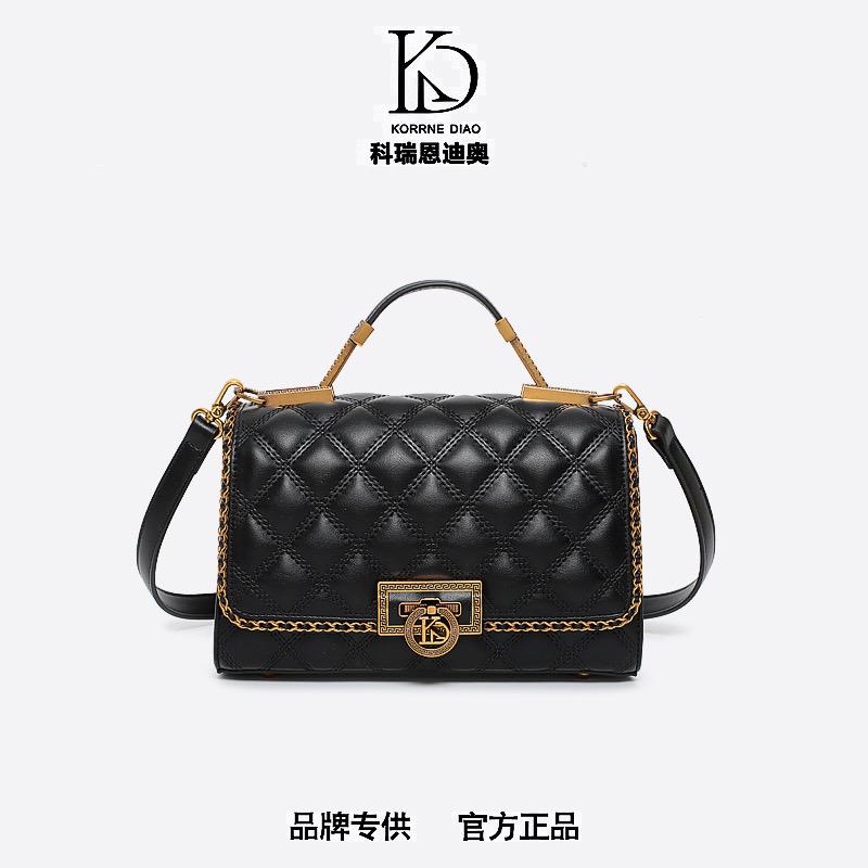 KORRNE DIAO 8219 - Túi xách nữ KORRNE DIAO Đi Làm Họa tiết ô trám Khóa đồng logo hãng. Phong cách sang trọng thanh lịch trang nhã. Túi xách nữ Đeo chéo Đeo vai. Bag Da Kem Hoa Nhung