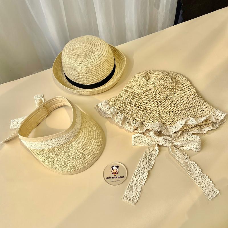 Mũ Cói Cho Bé-Mũ Cói Cho Bé Trai Bé Gái Đi Chơi Đi Biển Thời Trang Phong Cách Hàn Quốc Mẫu Mới 2024 (M07) Len Kem