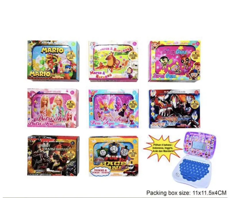 Mainan Edukasi Anak Laptop Karakter Mini 4 bahasa Fitur layar Toys Alat Perempuan 3