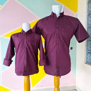 kemeja couple ayah & anak warna BURGUNDY katun sigaret premium (HARGA SATUAN)