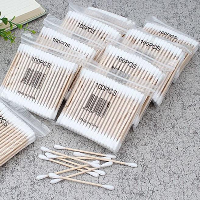 Tăm Bông Gói 100 Chiếc Bằng Gỗ Tre Chắc Chắn Tiện Lợi Tăm Bông Ngoáy Tai Tre Thân Thiên Môi Trường 1