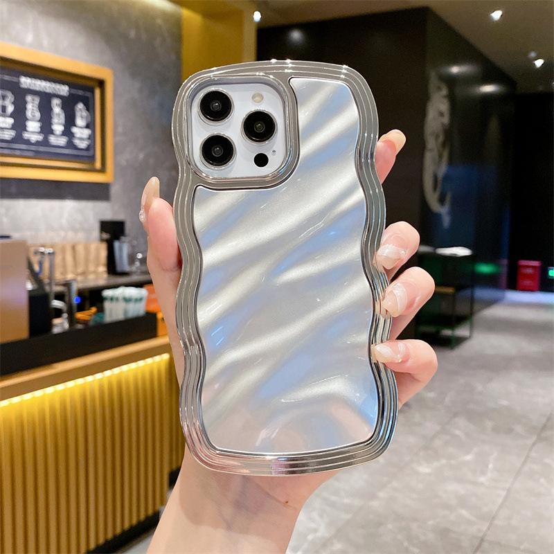Electroplating wavy edge is suitable for iphone15promax/15pro/15/14/14 promax/14pro/13promax/13/13pro/12/12promax/12pro/11 two-in-one women's mobile phone case 1