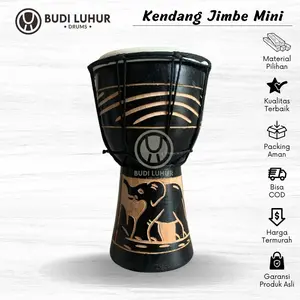 Kendang Jimbe 20cm Hitam Ukir Mainan Gendang Anak Kecil Ukuran Mini Termurah Berkualitas