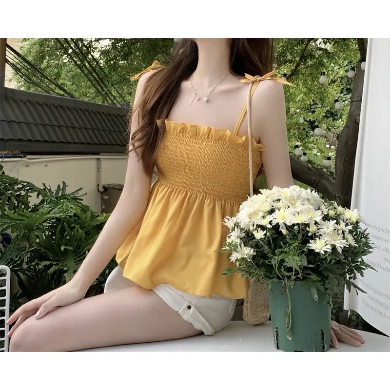 COD- Tanktop Wanita Kerutan Sifon Motif Tali ikat (T293) / Tanktop Wanita Terbaru 1