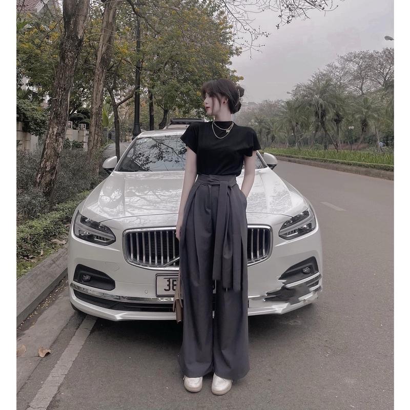 Quần Ống Rộng Nơ To Chất Vải Ruby Suôn Rũ Quần hót trend.M09