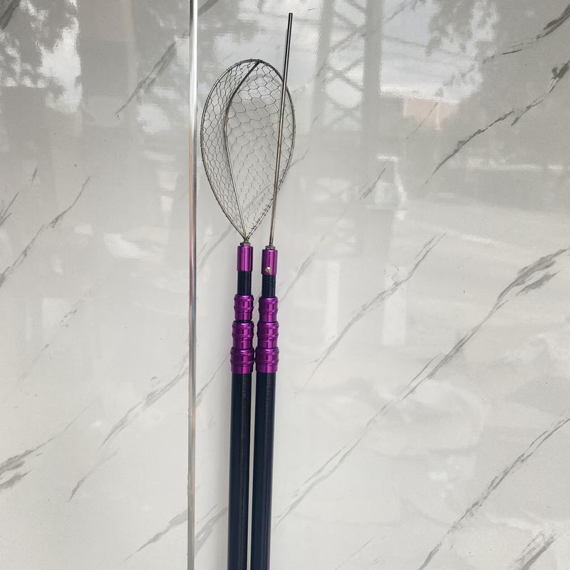 Cặp cần vợt cá màu đen khoá tím 3m (kèm vợt inox)