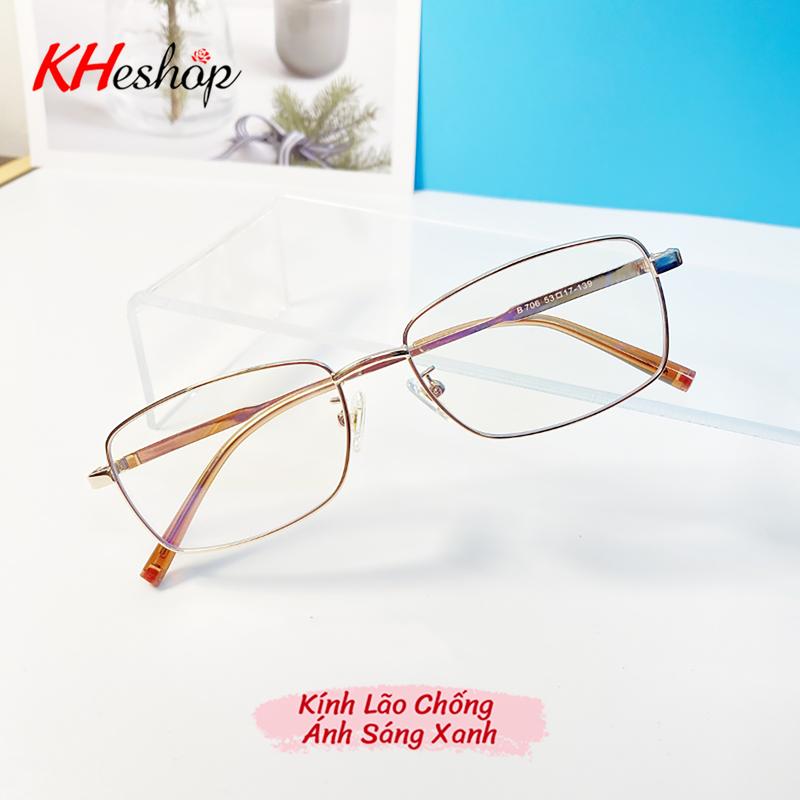 mã H706 Kính lão viền kim loại Sang trọng lịch lãm phù hợp đọc báo cho người trung niên kính lão kính có độ từ 0 đến 4 độ Mắt Kính Voi Cao Su