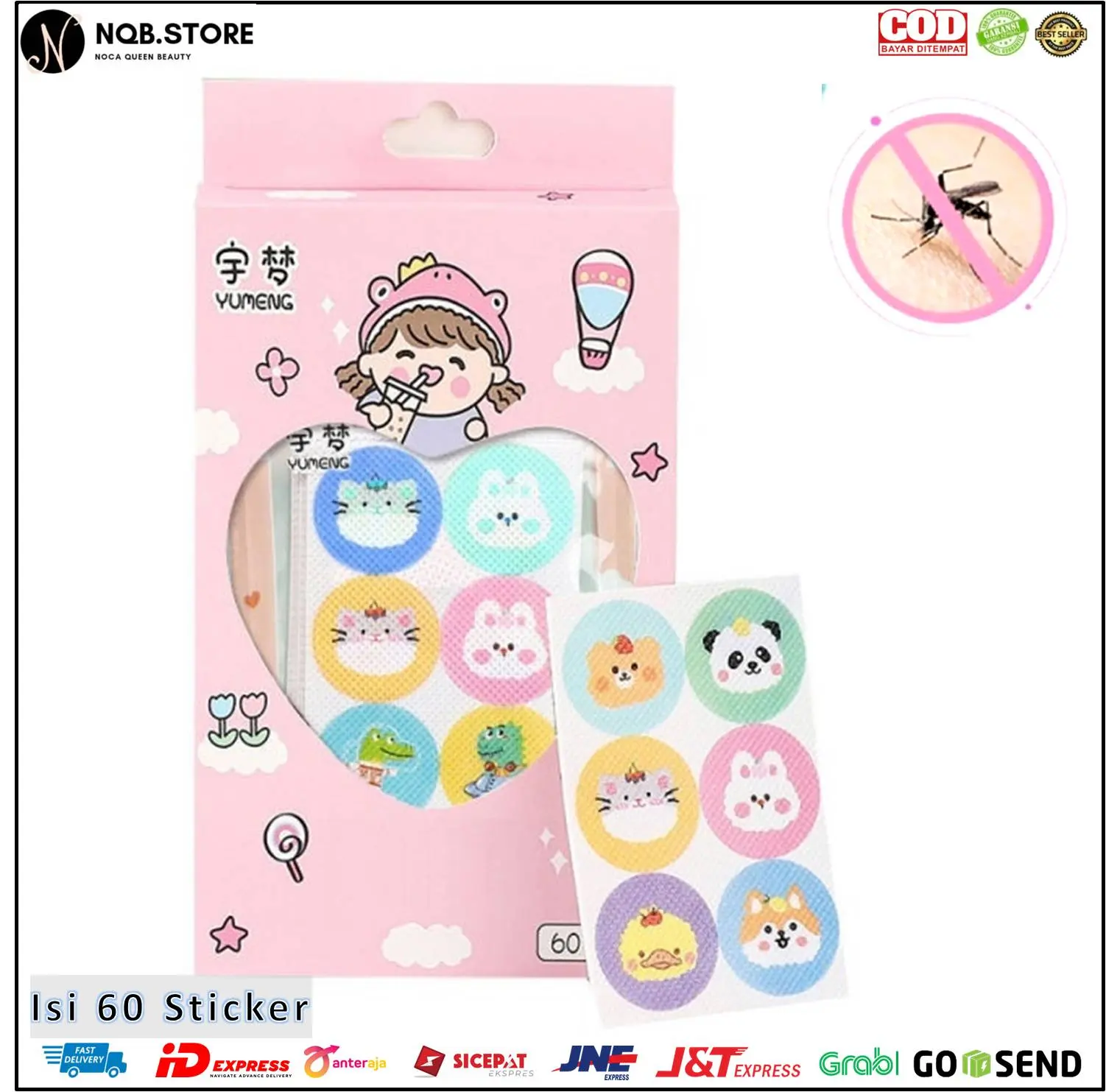 Stiker Pengusir Anti Nyamuk Anak & Baby Sticker Mosquito Repellent Yumeng isi 60 Patch Box
