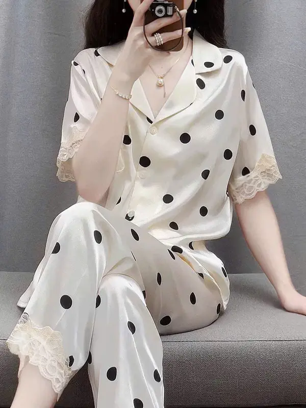Đồ bộ Nữ LUXURY'S PIJAMA tay ngắn họa tiết chấm bi TN0005 quan  ao  ngu 4