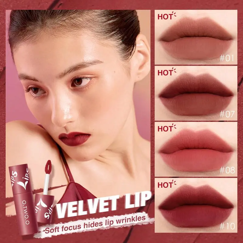 O.TWO.O Lip Mud Matte Lipstick Air Velvet Lip Glaze Long Lasting Lip Gloss 1