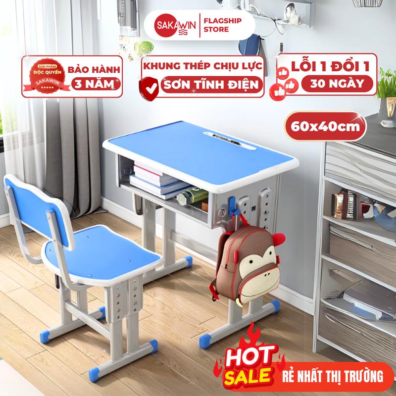 Bàn học cho bé Sakawin S60 Bàn học chống gù Nâng hạ chiều cao linh hoạt Khung thép chắc chắn Phù hợp với các bé tiểu học