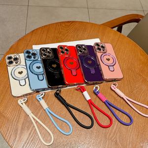 เคสโทรศัพท์, การออกแบบตาที่มีเสน่ห์, ชุบด้วยไฟฟ้า, หัวใจด้านข้าง, ขาตั้งฮาร์ดแวร์, สายผ้าคันสั้น, เข้ากันได้กับ Apple 14 Pro Max, เรียบง่าย, กันกระแทก, ทนทาน, 16 Pro Max, เคสป้องกันใหม่, 15 Pro Max, ความรู้สึกระดับไฮเอนด์ที่สร้างสรรค์