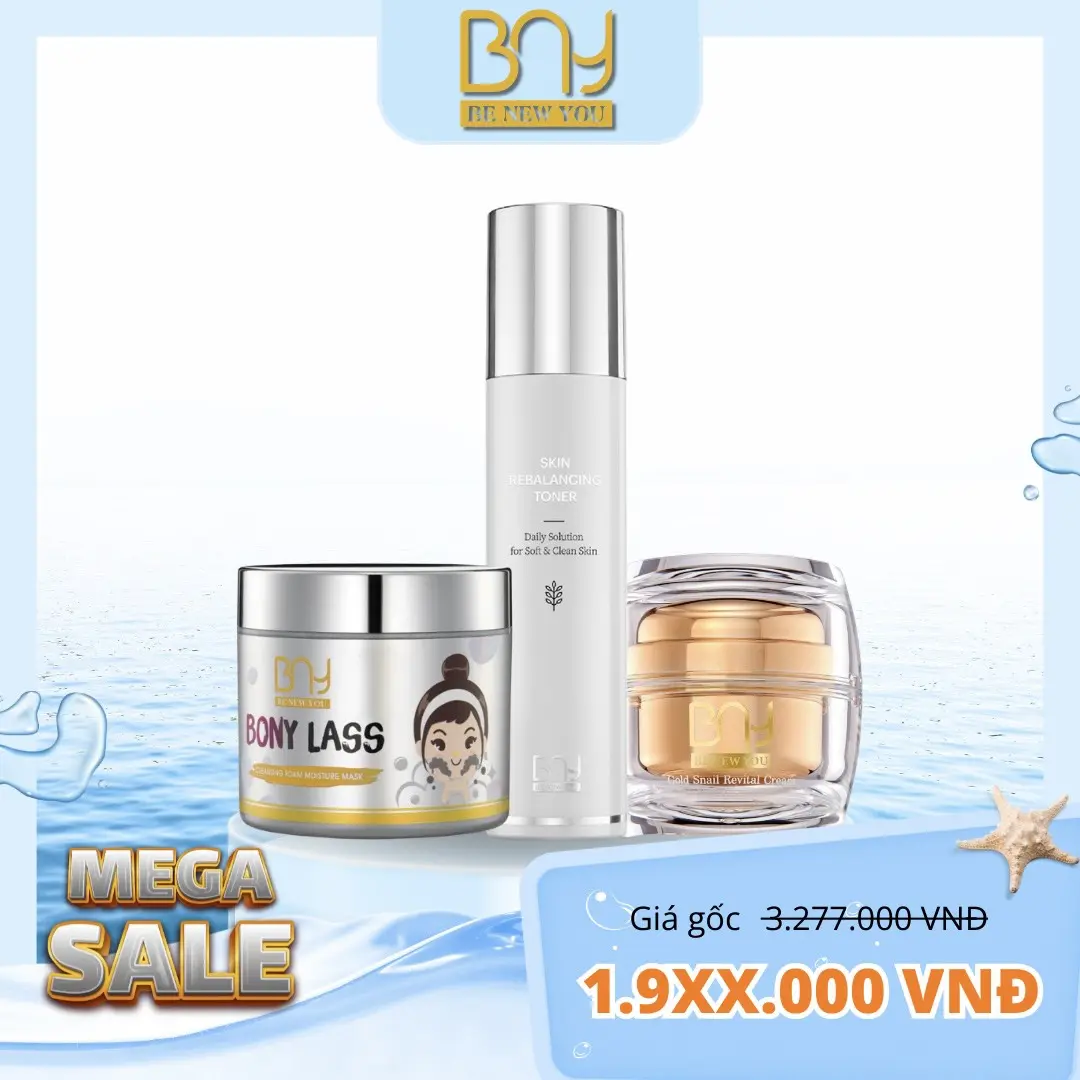 COMBO cơ bản 3 bước giảm mụn, làm sạch da (sữa rửa mặt, nước thần, kem ốc sên)