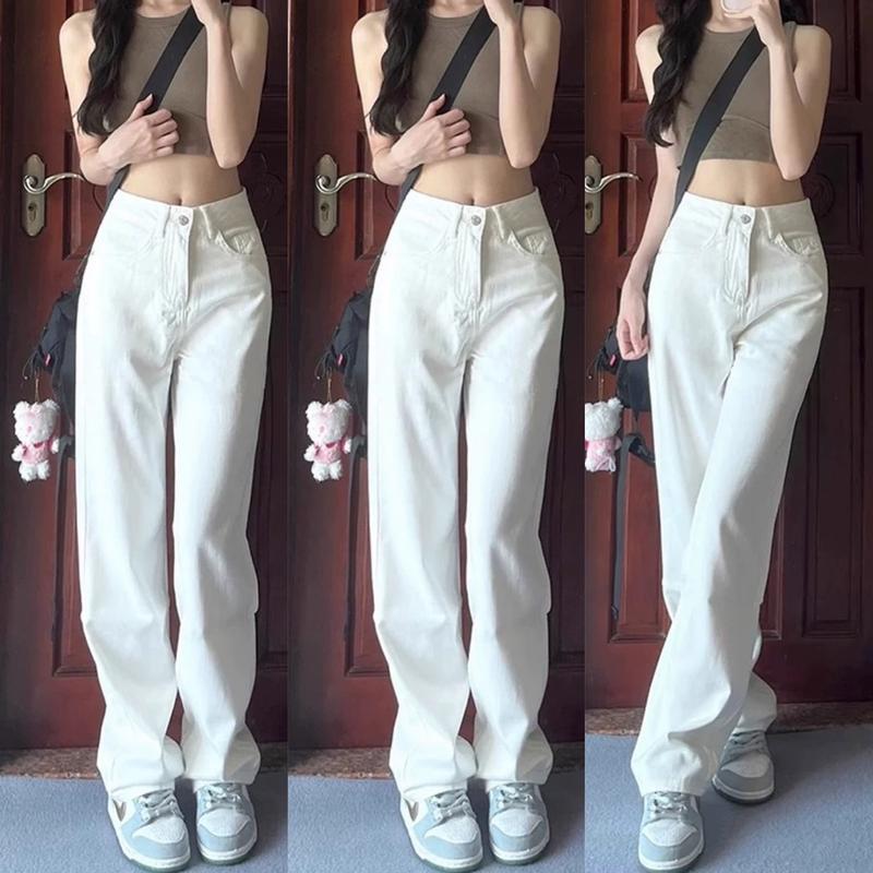   XẢ KHO  Quần Ống Suông Jean Kaki Trơn Đơn Giản Nhiều Màu Vải Mềm Mịn 