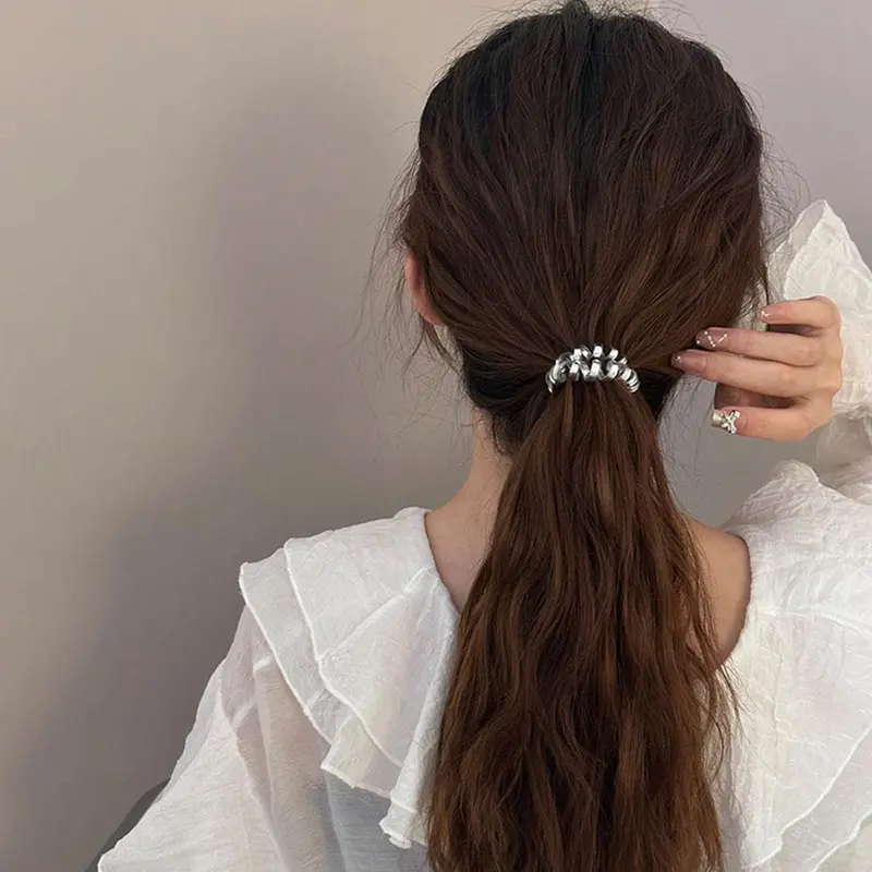 Dây Buộc Tóc Đường Dây Điện Thoại Cho Nữ Dây Buộc Tóc Vòng Đơn Giản Ngầu V5P3 5