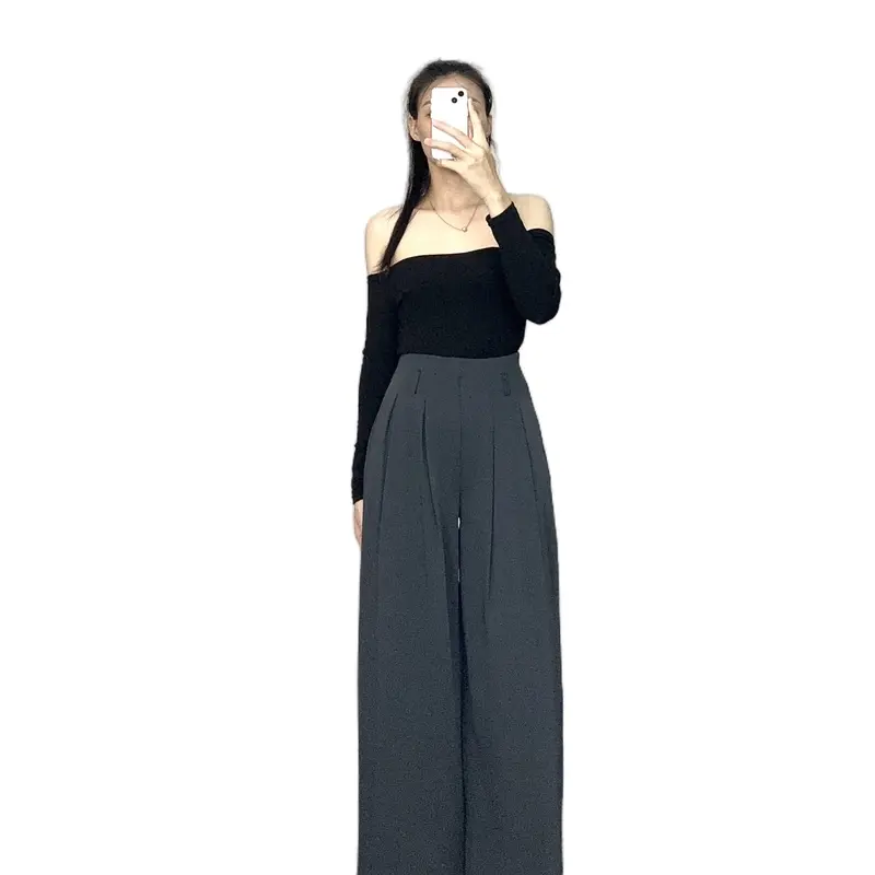 Quần Nữ Ong Ống Xuông Cạp Liền Khoá Sườn Women Kem Pants Đen 2