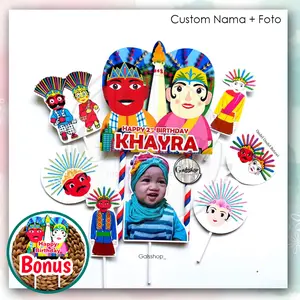 Topper cake Plus / Hiasan kue / Tusukan kue Ondel - ondel