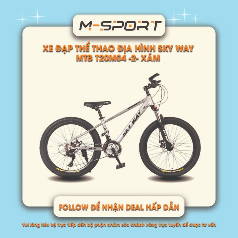 [M-SPORT 6 - sườn thẳng] Xe đạp thể thao địa hình Sky Way M04 - Sườn thép, 24 tốc độ, phuộc thép không gỉ, phanh đĩa kép Carbon Đạp Xe Đạp xe đạp Gắn Xe Đạp Cao Su