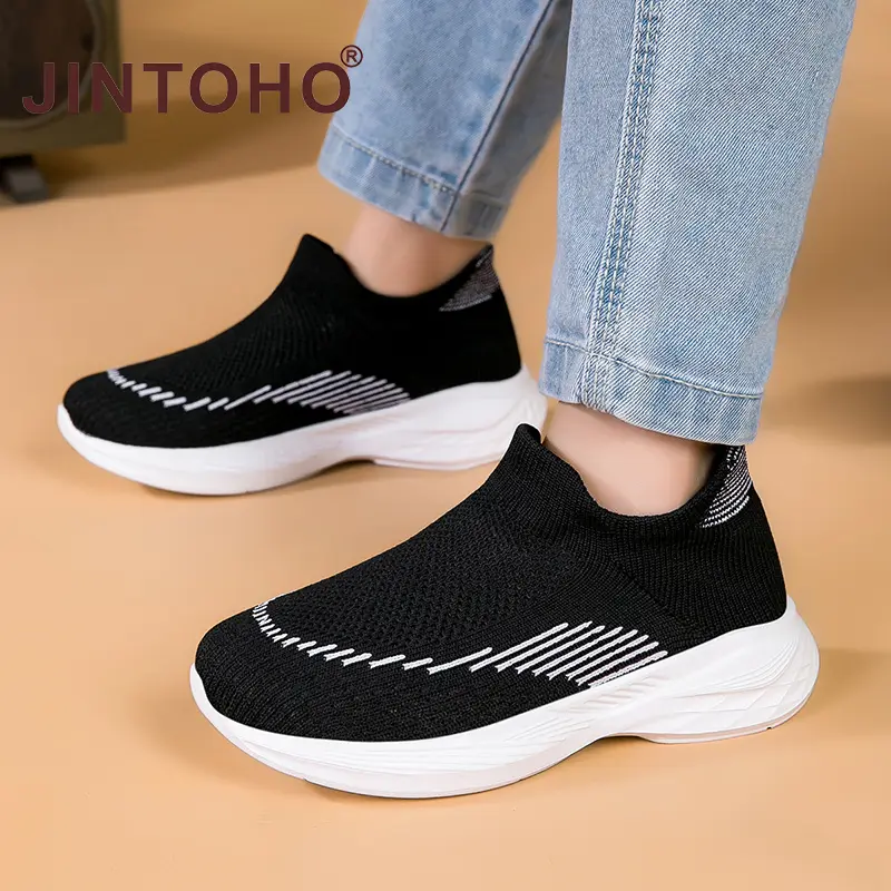JINTOHO Slip on Kids Black Shoes Outdoor Lightweight Comfortable Boys Sneakers Girls Sport Shoes