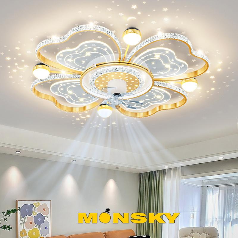 Quạt đèn ốp trần MONSKY OSAMA 6 cấp độ gió dùng điều khiển từ xa và 3 chế độ ánh sáng hiện đại Fan Quạt