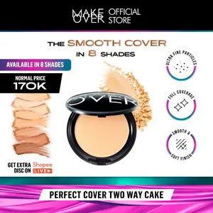 [Top Creator Pick's]  MAKE OVER Perfect Cover Two Way Cake - Bedak padat high coverage flawless ringan make up tahan lama non-comedogenic