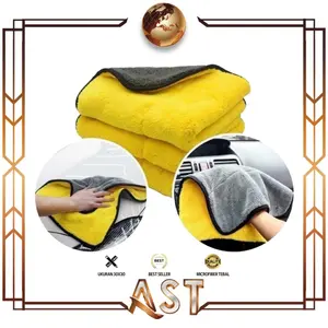 Kain Lap Mobil 30x30 / 30x60 Car Microfiber Wipe Cloth Tebal Lap Motor Warna kuning Abu Air