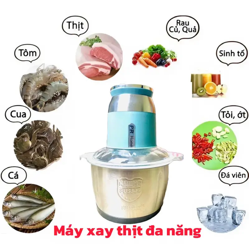 Máy Xay Thịt Đa Năng Inox 304 Không Rỉ - Xoay Khỏe, Nhuyễn Rau Củ, Tỏi Ớt [ Tặng kèm cây đánh ruốc ] 1