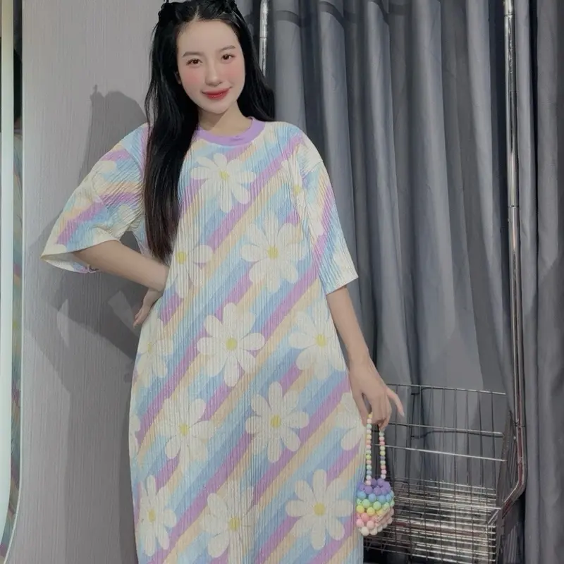 Đầm babydoll vải xốp hoạt hình cute A195 Nữ Dress Women Nhung Voi 8