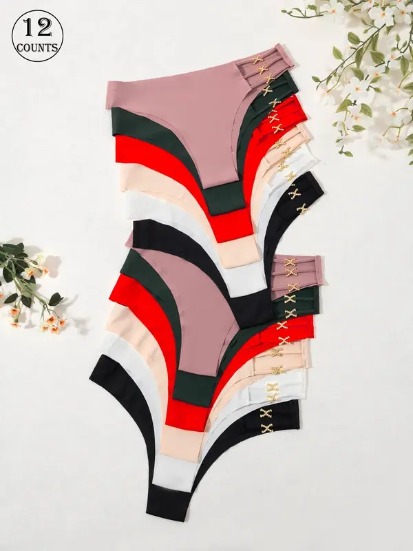Women's Solid Color Panty, Soft Comfy Breathable Seamless Knicker for Daily Wear, Underwear for All Seasons 1