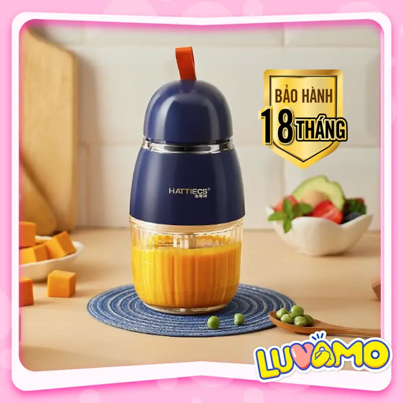 Máy xay ăn dặm cho bé hattitecs thế hệ mới dao 8 lưỡi máy  xay  ăn  dặm  cho  bé 0