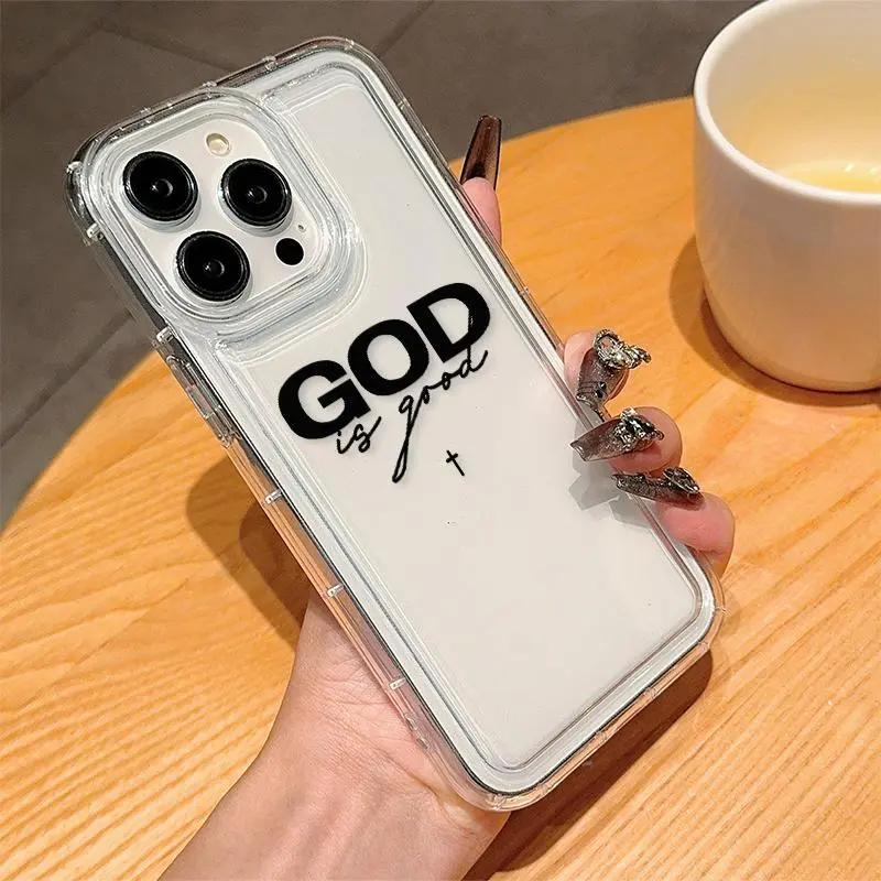 Phone Case with God Is Good Letter Pattern, Anti-drop Phone Protective Cover, Phone Accessory Compatible with iPhone 6 7 8 X 11 12 13 14 15 Pro Max 3