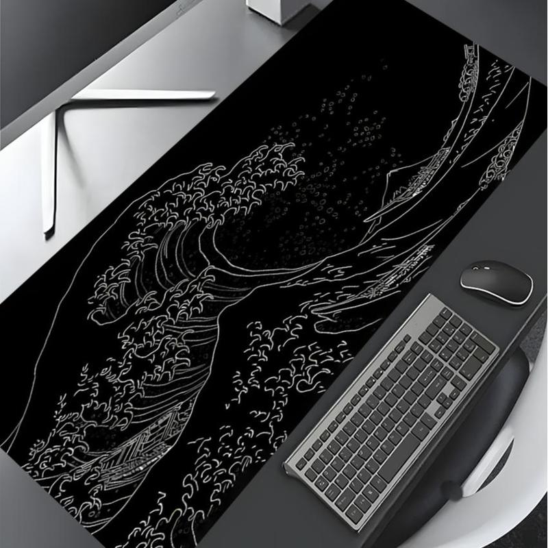 Product Introduction of Japanese Waves Sea Pattern Mouse Pad, Large Gaming Mouse Pad, Aesthetic Desktop Decoration Protective Pad, Multi-size Mousepad Suitable for Laptop, Desktop Computer Games 0