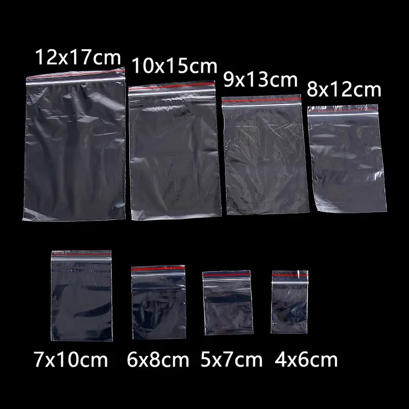 Bao bì tự dính mini, 100 chiếc / gói, túi PE, nhựa Poly trong suốt, túi Zip 2