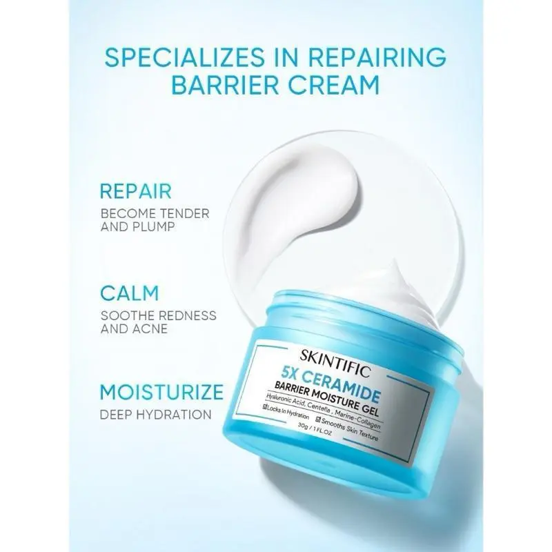 【New】5X Ceramide Skin Barrier Moisturize Gel 30g 80g  Moisturizer Cream Pemutih Wajah Day Cream Night Cream Pelemba Hyaluronic Pelembab Melembutkan Anggur Acid