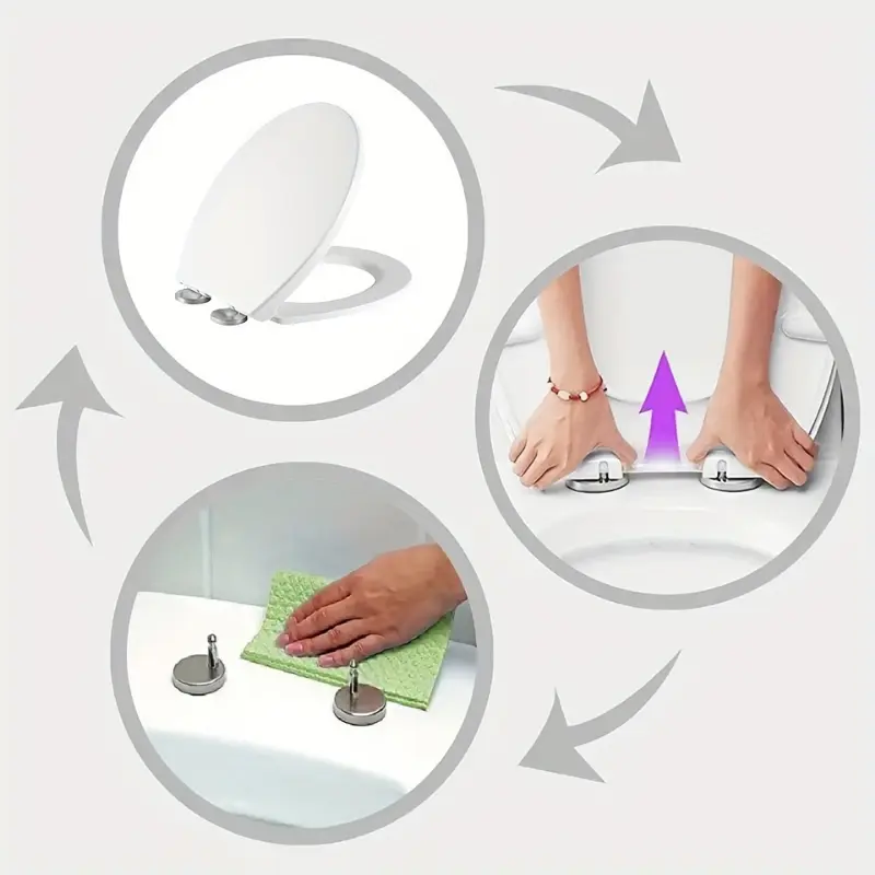 [Quiet Toilet Seat] 1pc Soft & Ergonomic Quiet Close Toilet Seat Cover, Thickened PP Plastic Bowl Lid | Easy Clean, Non-Textile, No Electricity Needed for Bathroom Comfort 5