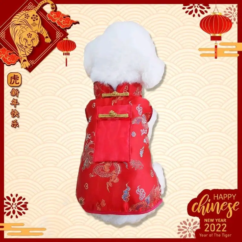 Baju Kostum Anjing Kucing Qipao Cheongsam Free Tas Angpao CNY Imlek