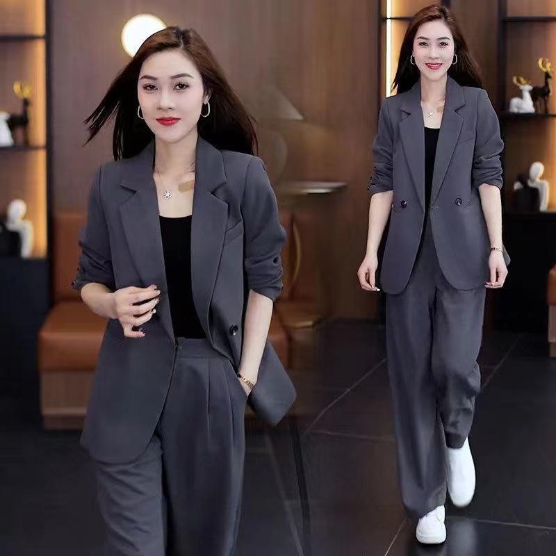 Bộ Đồ Ngoại Cỡ, Chuyên Nghiệp, Hàng Mới Về Mùa Xuân 2025, Dáng Rộng Rãi Và Bó Sát, Áo Khoác Blazer Thường Ngày Quần Ống Rộng, Bộ Hai Mảnh 1