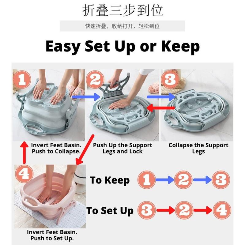 SG Foldable Foot Basin Foot Spa Massage Basin Folding Basin Healthy Foot Relaxing Leg n Foot HOMELY Bath Plastic 7