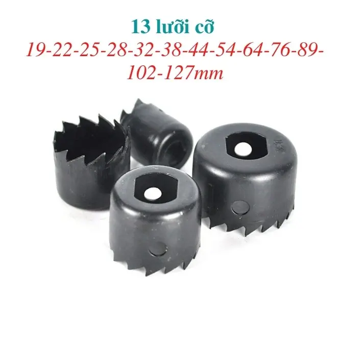 Mũi khoan khoét lỗ tròn thạch cao, gỗ, nhựa, alu - 13 size vành khoét 19, 22, 25, 28, 32, 38, 44, 54, 64, 76, 89, 102, Ø127mm 4