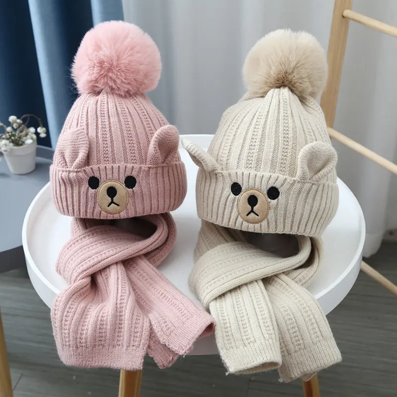 Mũ Len Cho Bé Kèm Khăn Quàng Cổ cho bé từ 2--12 tuổi