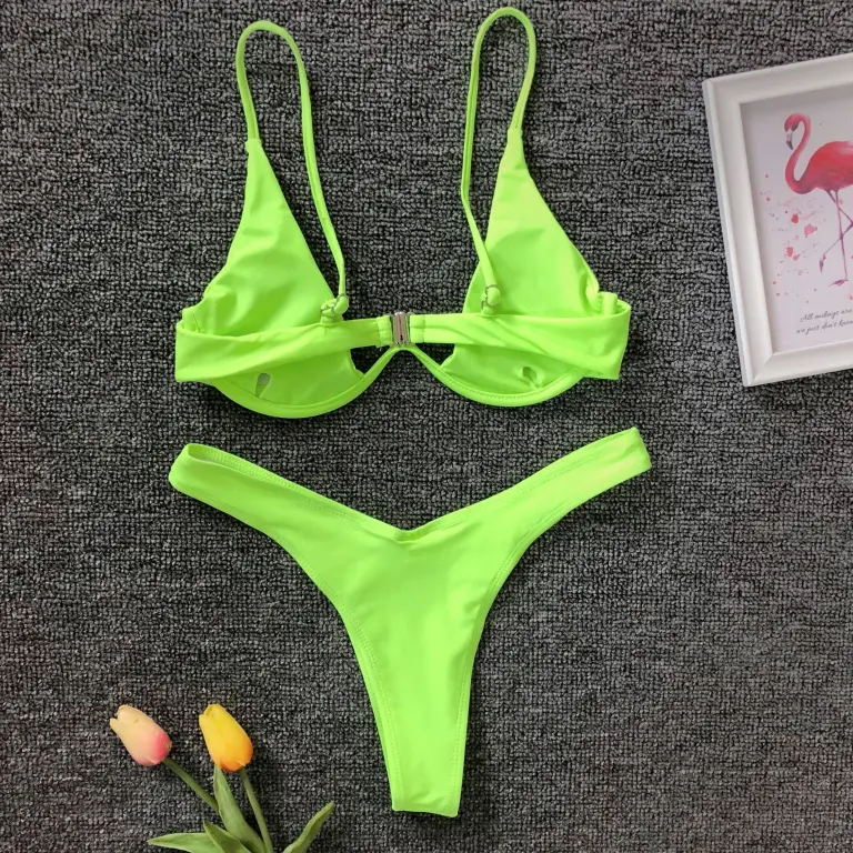Đồ Bơi Có Gọng Màu Trơn Cho Nữ, Đồ Bơi Có Đẩy Lên Ngực Thấp, Bikini Hai Mảnh 2