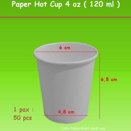 Paper Hot Cup 4 oz 120 ml POLOS Gelas Kertas isi 50 pcs Gelas kopi Teh ...