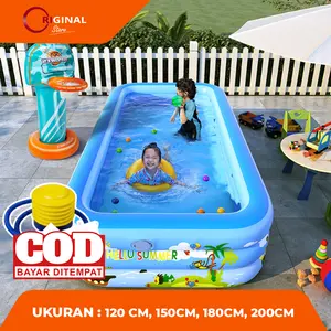 [Original] Kolam Renang Balon Mainan Jumbo Petak Bahan Karet Tebal 2.1M Free Pompa